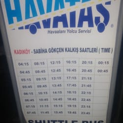 Kadıköy-Sabiha Gökçen kalkış saatleri