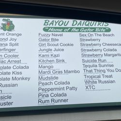Bayou Daiquiris - Menu pic