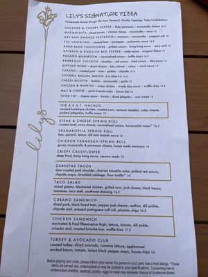 Menu photo 7 Lily's Bar Pizza Patio Boston, MA Menu photo 7 Lily's Bar Pizza Patio Boston, MA