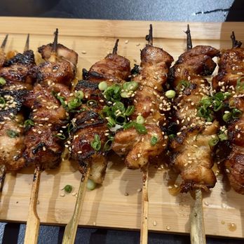 Nomu Izakaya - Chicken thigh skewers and pork belly skewers. - Japanese Near Me - Jacksonville, Florida Nomu Izakaya - Chicken thigh skewers and pork belly skewers. - Japanese Near Me - Jacksonville, Florida