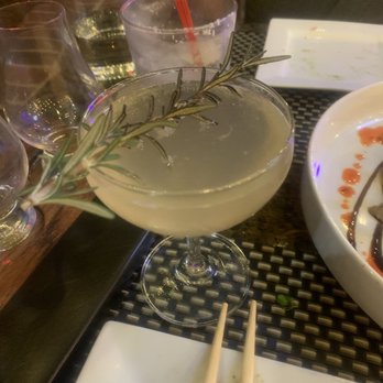 Iza Whiskey & Eats - Rosemary 75- like a French 75, but with rosemary - Sushi Bars Near Me - Carrboro, North Carolina