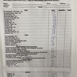 Fisher's Red Rock Meat - Price list! Call in your order and we will have it ready for you!