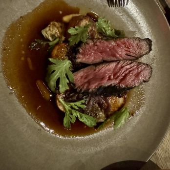 Camper - Creekstone Bavette "Greg's Steak", Cabbages, Grilled Artichokes, Black Garlic, New Potatoes - New American Near Me - Menlo Park, California