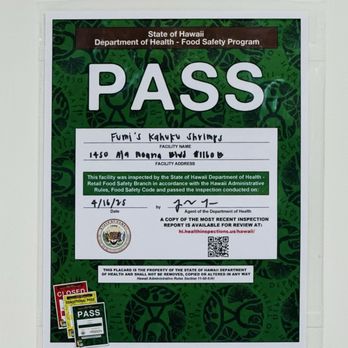 Fumi's Kahuku Shrimp - State of Hawai'i Food Safety Pass 4/21/25. - Seafood Near Me - Honolulu, Hawaii Fumi's Kahuku Shrimp - State of Hawai'i Food Safety Pass 4/21/25. - Seafood Near Me - Honolulu, Hawaii