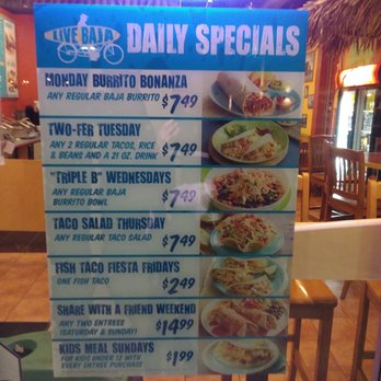 Taco Del Mar - Daily specials at this Canadian Taco Del Mar location. Snapped in October 2017. - Mexican Near Me - Richmond, British Columbia Taco Del Mar - Daily specials at this Canadian Taco Del Mar location. Snapped in October 2017. - Mexican Near Me - Richmond, British Columbia