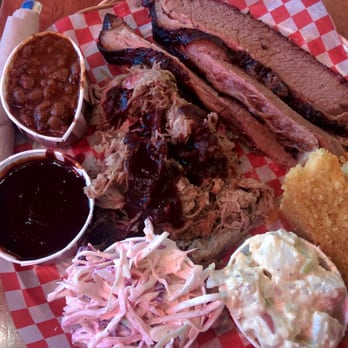 Memphis Blues BBQ - Combo platter (choice of 2 meats) - we got pulled pork and sliced beef brisket with potato salad. - Barbeque Near Me - Vancouver, British Columbia