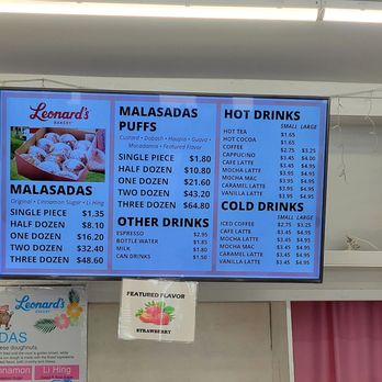 Leonard's Bakery - Inside Menu (02/11/22). @LeonardsBakeryHawaii #Kaimuki #Waikiki #Oahu #Hawaii #Malasada #FoodPorn - Bakeries Near Me - Honolulu, Hawaii Leonard's Bakery - Inside Menu (02/11/22). @LeonardsBakeryHawaii #Kaimuki #Waikiki #Oahu #Hawaii #Malasada #FoodPorn - Bakeries Near Me - Honolulu, Hawaii