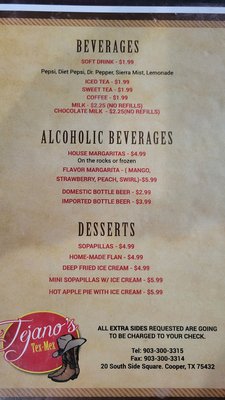 Menu photo 1 Tejano's Tex-Mex Cooper, TX