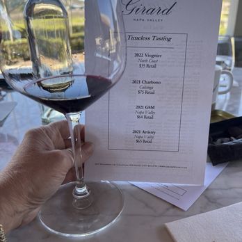 Girard Winery - Current tasting menu - Wine Tasting Room Near Me - Calistoga, California