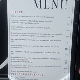 Menu on their food truck