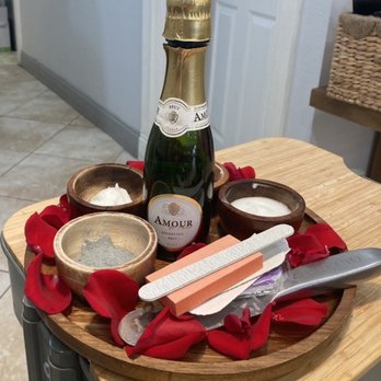 Nailsneedlove Studio - Set up for my Champaign Pedi that Pennie did for me - Nail Salons Near Me - Costa Mesa, California