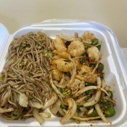 Salt Pepper Bang Bang Shrimp and soft noodles Salt Pepper Bang Bang Shrimp and soft noodles