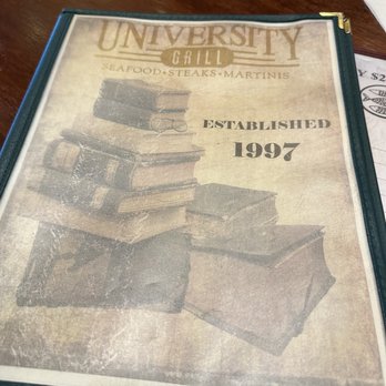 University Grill - Front of menu - Seafood Near Me - Fort Myers, Florida
