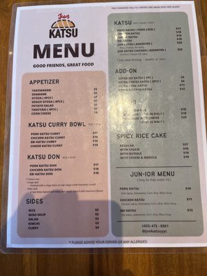 Menu photo 4 Jun Katsu Calgary, AB Menu photo 4 Jun Katsu Calgary, AB