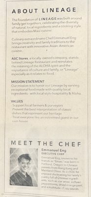 Menu photo 7 Lineage Wailea, HI