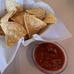 Complementary chips and salsa Complementary chips and salsa