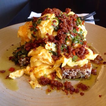 Campos Coffee - Manchego eggs with chorizo crumble and a chimichrri made from magic...on whole grain. - Coffee Roasteries Near Me - Carlton, VIC