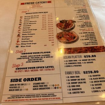 Wings Pier - Back of the menu - Seafood Near Me - Aurora, Colorado