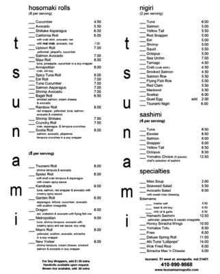 Menu photo 7 Tsunami Annapolis, MD