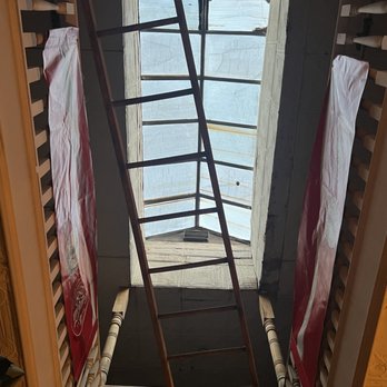 Wells Cargo Cafe - a ladder leading up to a skylight - Cafes Near Me - Stone Mountain, Georgia