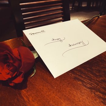 Seasons 52 - Anniversary rose and card - New American Near Me - Lone Tree, Colorado Seasons 52 - Anniversary rose and card - New American Near Me - Lone Tree, Colorado