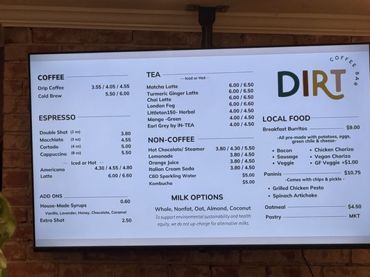 Menu photo 1 Dirt Coffee Bar Littleton, CO Menu photo 1 Dirt Coffee Bar Littleton, CO