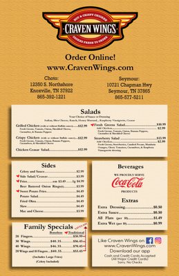Menu photo 1 Craven Wings Seymour, TN