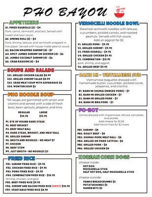 Menu photo 3 Pho Bayou Restaurant Jean Lafitte, LA