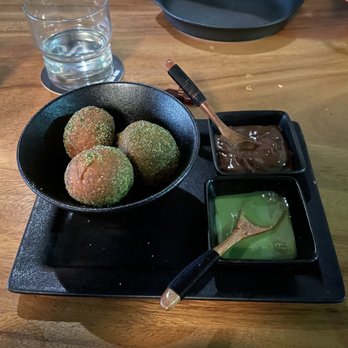 Kojo - Matcha donuts with dipping sauce - Japanese Near Me - Sarasota, Florida Kojo - Matcha donuts with dipping sauce - Japanese Near Me - Sarasota, Florida