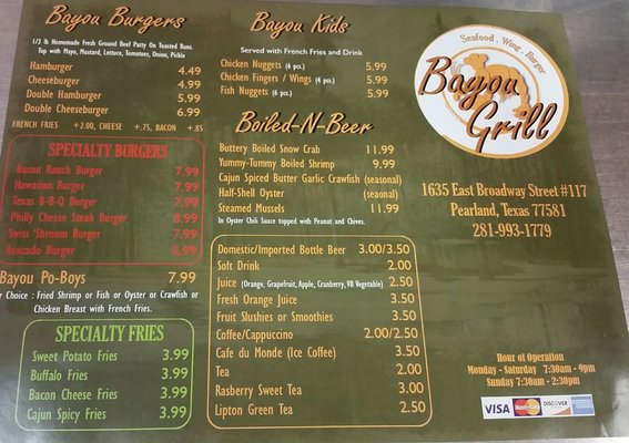 Menu photo 8 Bayou Grill Pearland, TX Menu photo 8 Bayou Grill Pearland, TX