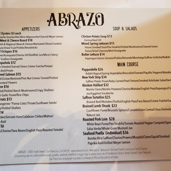 Abrazo - Menu - Spanish Near Me - San Francisco, California Abrazo - Menu - Spanish Near Me - San Francisco, California