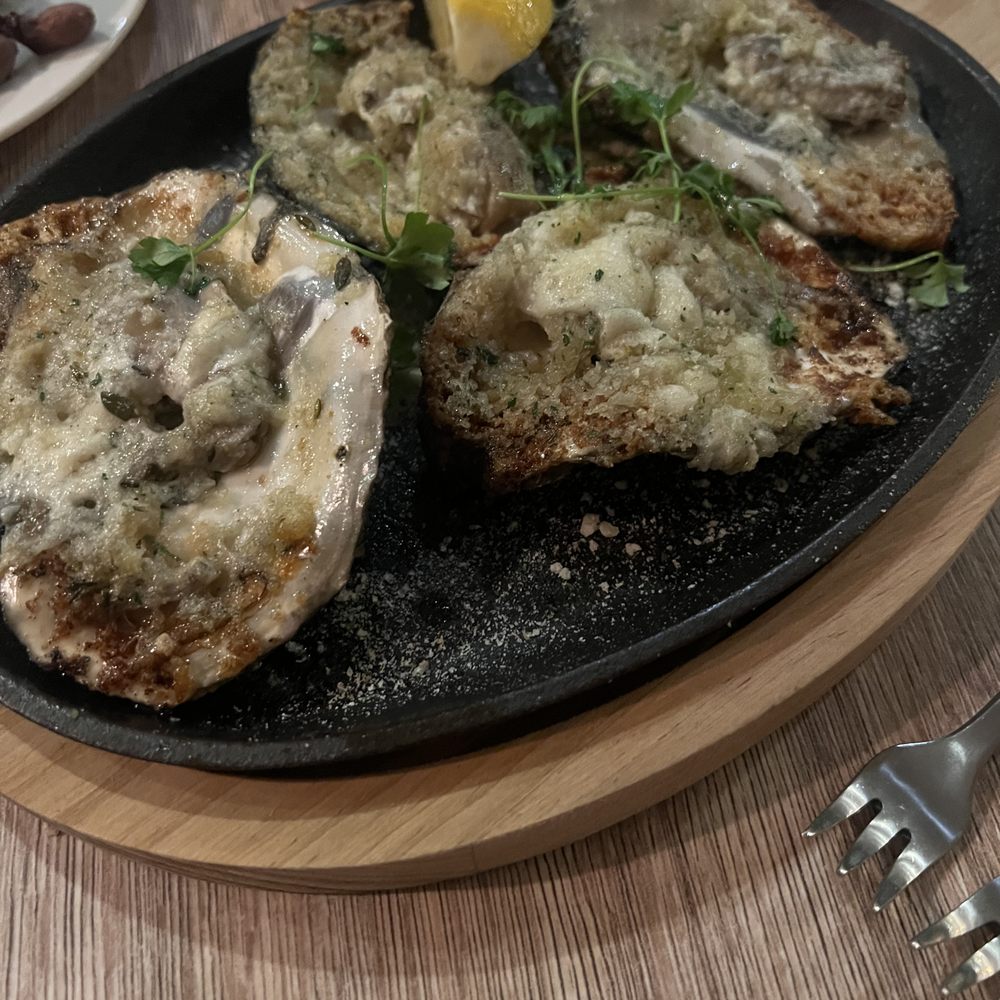 Kouklas - perfectly charred oysters - Greek Near Me - Niles, Illinois