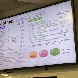 Smoothie menu Smoothie menu