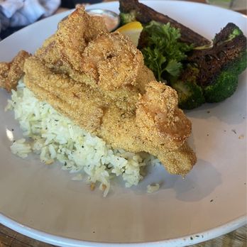 The Corner Grille - Fried Catfish & Shrimp with jasmine rice and grilled broccoli - Breakfast & Brunch Near Me - College Park, Georgia The Corner Grille - Fried Catfish & Shrimp with jasmine rice and grilled broccoli - Breakfast & Brunch Near Me - College Park, Georgia
