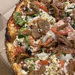 Milano Pizzeria - Vegan veggie pizza with plant based sausage