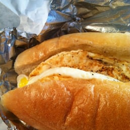Breakfast sandwich on a long roll