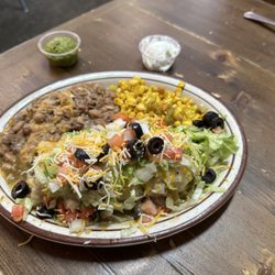 Zapata's - Pork Burrito with beans and fiesta corn.