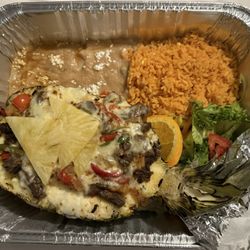 Cinco De Mayo - Hawaiian Fajitas (Steak) with Beans & Rice to-go