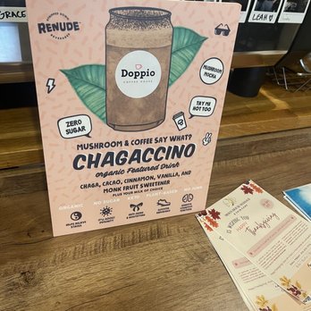 Doppio Coffee House - Special drink offering--chagaccino - Coffee & Tea Near Me - Chicago, Illinois Doppio Coffee House - Special drink offering--chagaccino - Coffee & Tea Near Me - Chicago, Illinois
