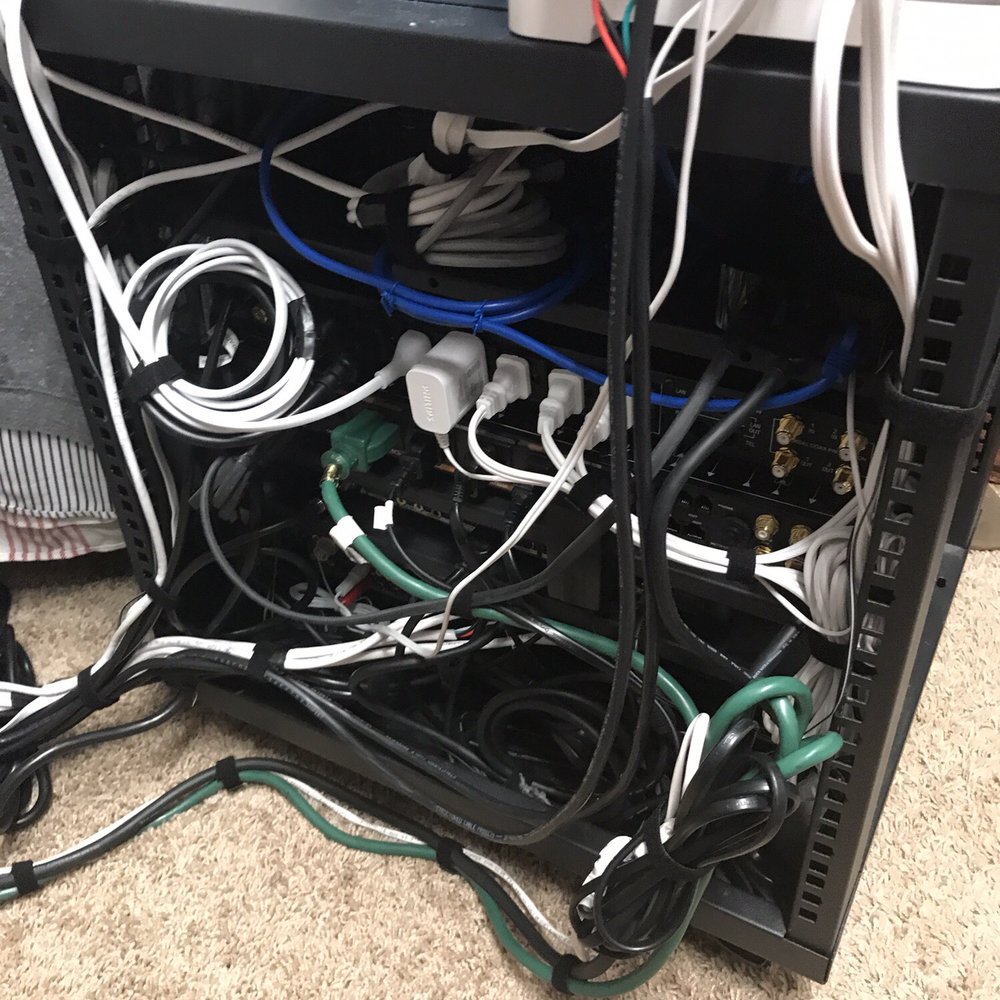 Capitol Technology Group - Masters at cleaning up the wire mess. Should've done a before...the after makes it manageable to get to stuff now. - Home Theatre Installation Near Me - Cypress, Texas