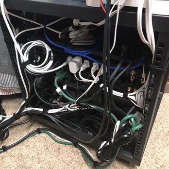 Capitol Technology Group - Masters at cleaning up the wire mess. Should've done a before...the after makes it manageable to get to stuff now. - Home Theatre Installation Near Me - Cypress, Texas