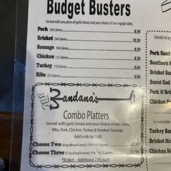 Bandanas BBQ - Mount Vernon - Menu