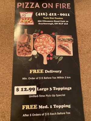Menu photo 3 Pizza On Fire Toronto, ON