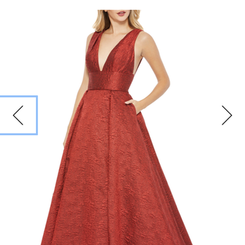 Pinpoint Bridal - Original sleeveless red brocade MacDuggal gown. - Bridal Near Me - New York, New York
