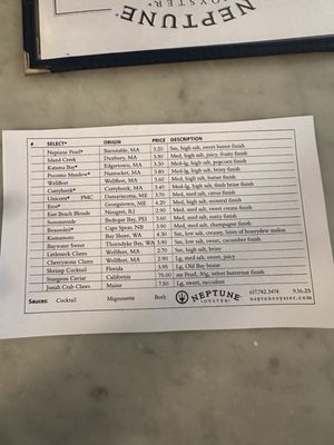 Menu photo 7 Neptune Oyster Boston, MA
