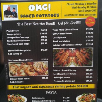 OMG Baked Potatoes - New menu! (8/9/17) - Soul Food Near Me - Houston, Texas OMG Baked Potatoes - New menu! (8/9/17) - Soul Food Near Me - Houston, Texas