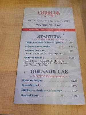 Menu photo 5 Chilacos Tacos Plantation , FL