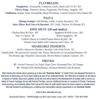 Beachside Bistro - Menu - Tapas/Small Plates Near Me - Bay Saint Louis, Mississippi Beachside Bistro - Menu - Tapas/Small Plates Near Me - Bay Saint Louis, Mississippi