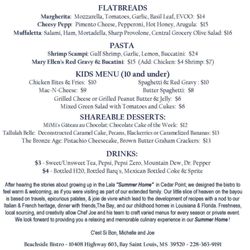 Beachside Bistro - Menu