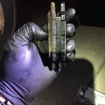 Jiffy Lube - Here you can see my original brake pad on the left as compared to a brand new brake pad on the right. - Oil Change Stations Near Me - Cincinnati, Ohio